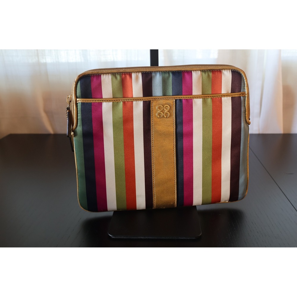 Coach Legacy Multicolor Stripe iPad Tablet Case Satin Y2K Gold Trim